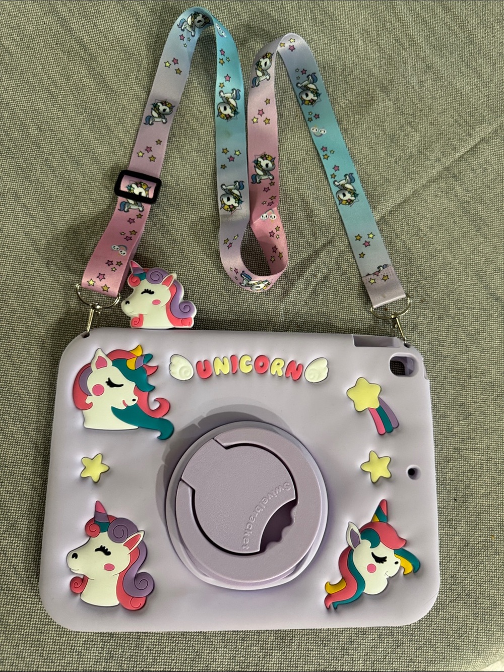 Kids Unicorn Crossbody Tablet Case with Strap - Lavender
